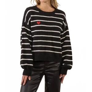 NEW MOLLY BRACKEN sailor heart knit sweater in black